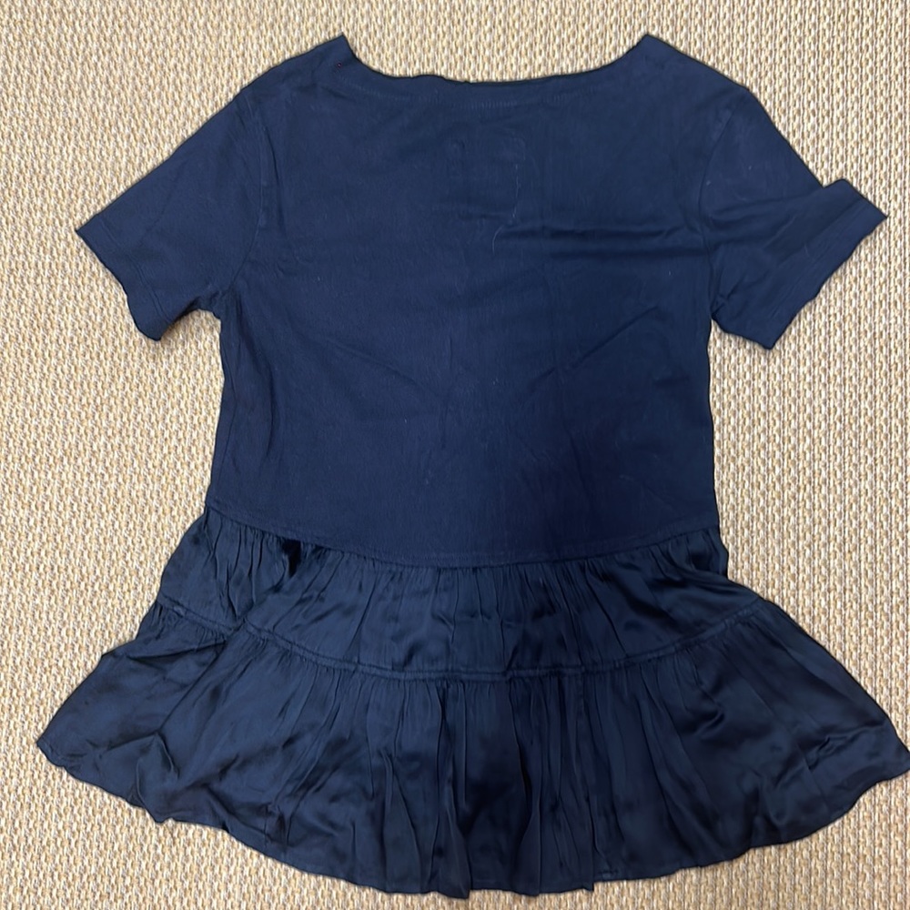 Anthropologie Maeve Louisa Navy V Neck Tiered Top; Size XS - Picture 6 of 6